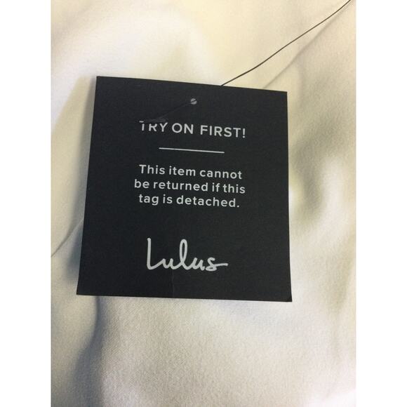 LULU'S SZ XL Beaming Perfection White Pearl Organza Tie-Strap Mini Dress NWT B60 - Picture 8 of 11